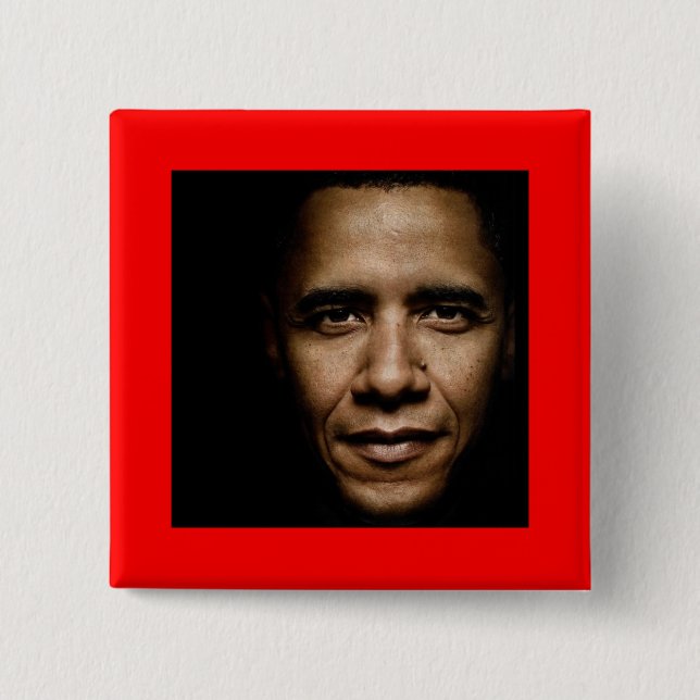 Chapa Cuadrada Obama-Negro (Anverso)