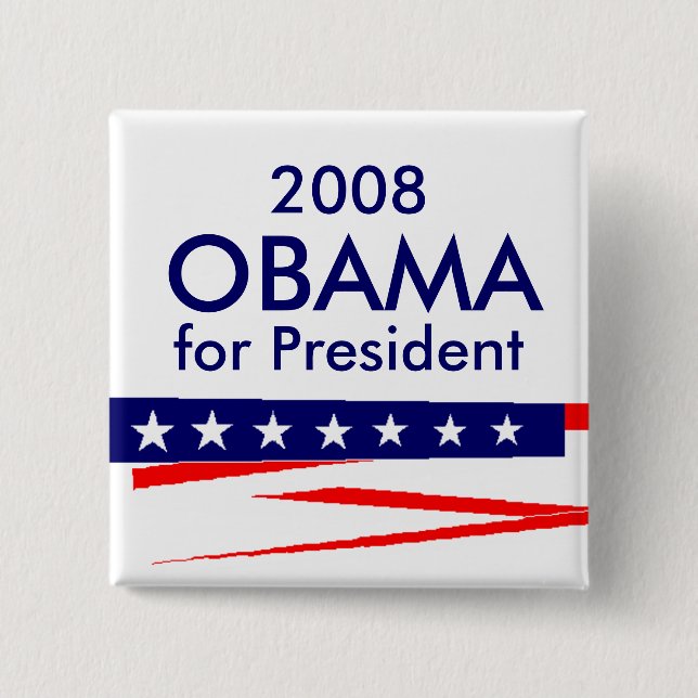 Chapa Cuadrada Obama para el presidente, 2008 (Anverso)