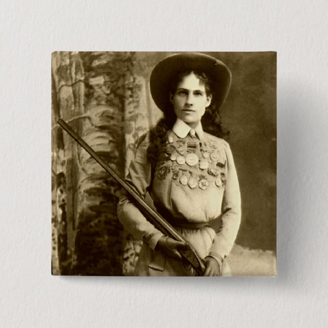 Chapa Cuadrada Obra clásica de Annie Oakley (Anverso)