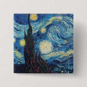 Chapa Cuadrada Obra maestra vintage azul de la noche estrellada d