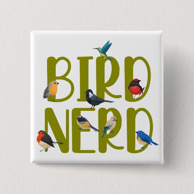 Chapa Cuadrada Observador de pájaro Nerd (Anverso)