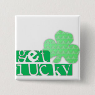 Chapa Cuadrada Obtén Lucky L Clover Shamrock St Patty S Button