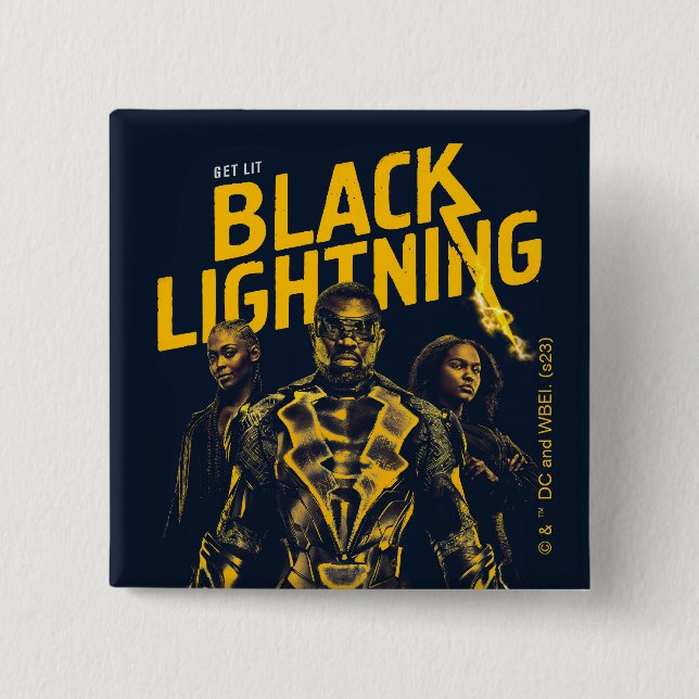 Chapa Cuadrada Obtén luz - Black Lightning (Anverso)