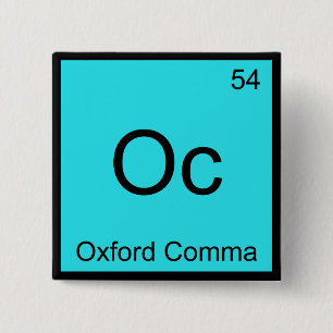 Chapa Cuadrada Oc - Oxford Comma Elemento Química Símbolo Gramáti