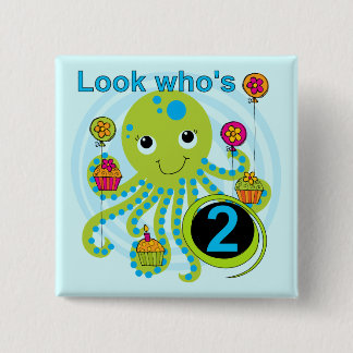 Chapa Cuadrada Octopus 2º cumpleaños camisetas y regalos de T