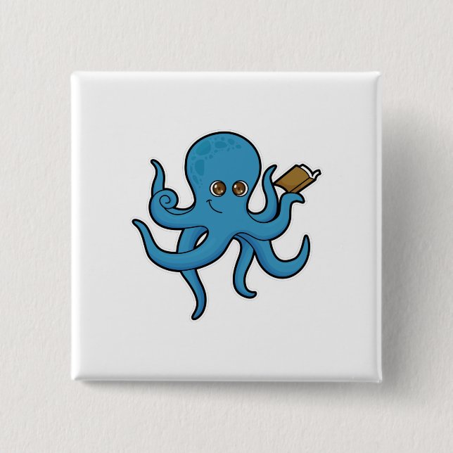 Chapa Cuadrada Octopus con libro (Anverso)