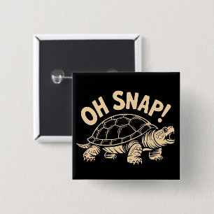 Chapa Cuadrada Oh Snap Chiste Sarcástico de Tortuga Mordedora 