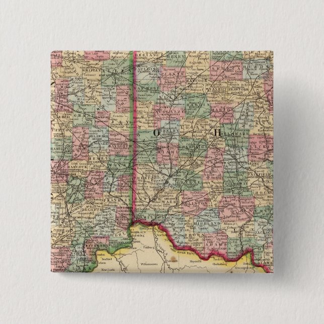 Chapa Cuadrada Ohio, mapa de Indiana de Mitchell (Anverso)