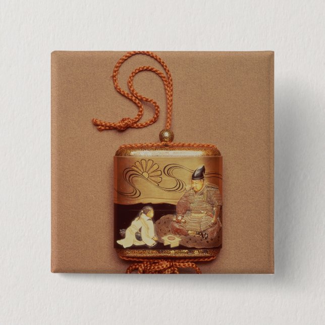 Chapa Cuadrada OICN que muestra a un criado que se arrodilla (Anverso)