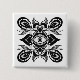 Chapa Cuadrada Ojo Ornamental - Extraño Estilo Tatuaje Botánico