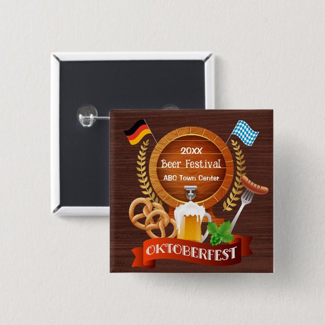 Chapa Cuadrada Oktoberfest Beer Barrel (Anverso y reverso)