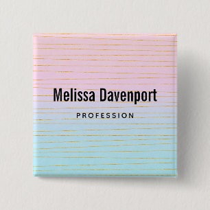 Chapa Cuadrada Ombre azul rosado con profesión de línea dorada