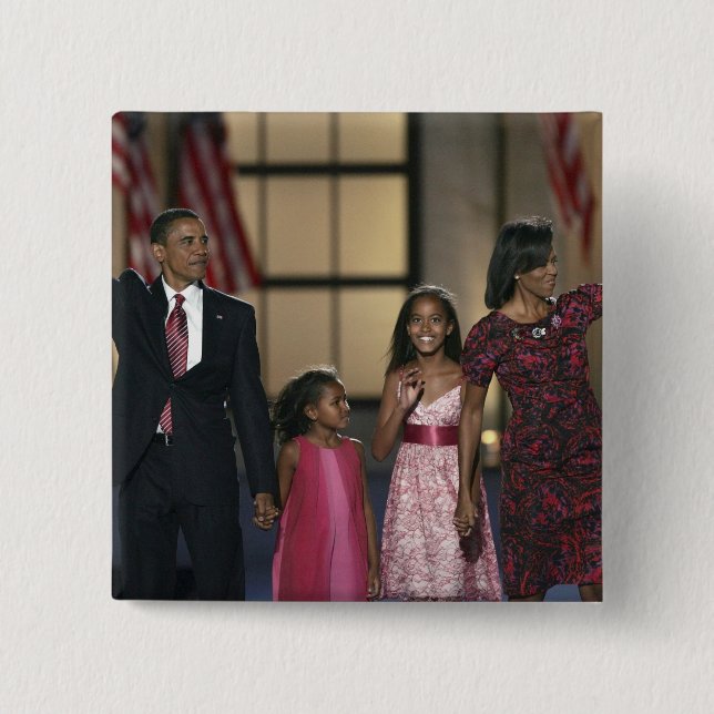 Chapa Cuadrada Onda de la familia de Barak Obama en el ayer por (Anverso)