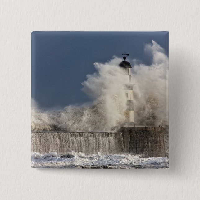 Chapa Cuadrada Ondas que se estrellan para arriba contra un faro (Anverso)