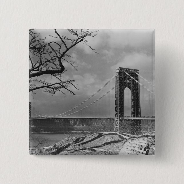 Chapa Cuadrada Opinión B&W de puente colgante (Anverso)