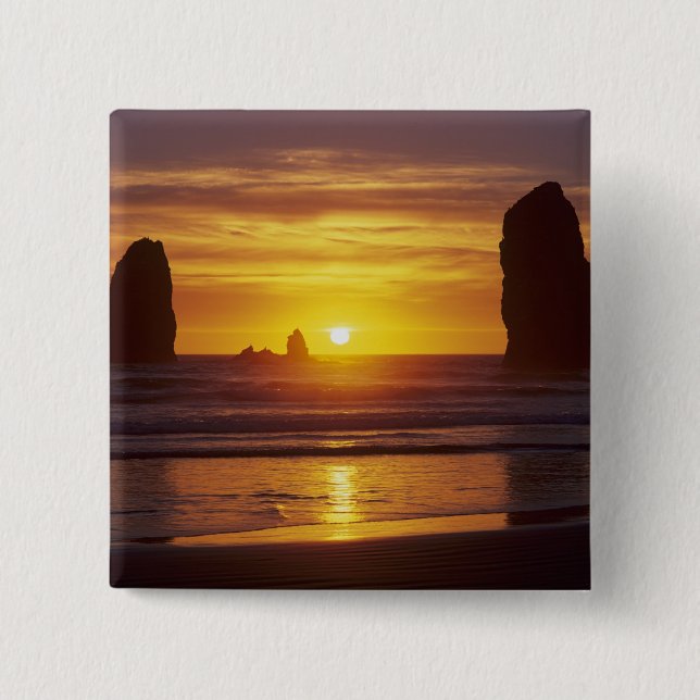 Chapa Cuadrada OR, Costa de Oregón, Cannon Beach, pilas de mar a  (Anverso)