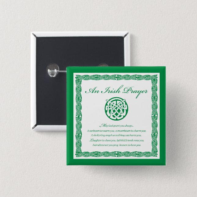 Chapa Cuadrada Oración Celta Día de San Patricio (Anverso y reverso)