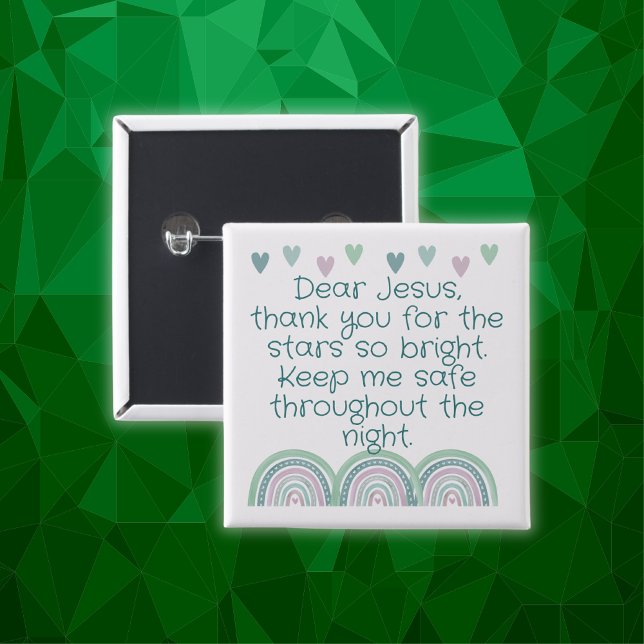 Chapa Cuadrada Oración cristiana para niños Verde y Rosa | (Subido por el creador)