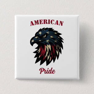 Chapa Cuadrada Orgullo americano, águila azul rojo patriótica