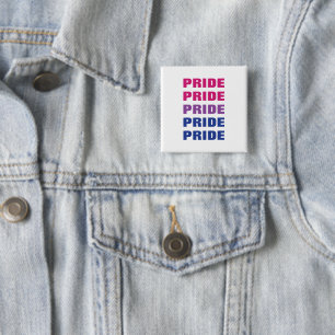 Chapa Cuadrada Orgullo bisexual LGBTQ Texto repetido personalizab
