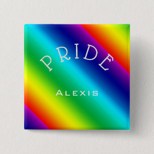 Chapa Cuadrada ORGULLO con nombre Multicolor en arco iris