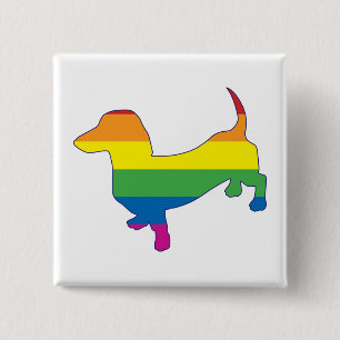 Chapa Cuadrada Orgullo gay Dachshund/Wiener
