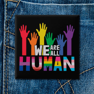 Chapa Cuadrada Orgullo LGBT Todos somos manos de arco iris humano