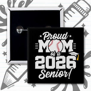 Chapa Cuadrada Orgullosa Mamá de una Graduación de Béisbol de 202