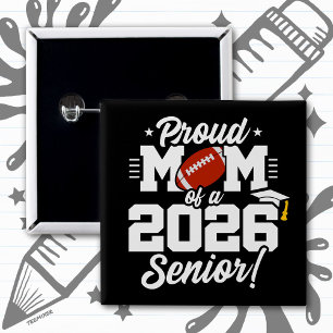 Chapa Cuadrada Orgullosa Mamá de una Graduación de Fútbol de 2026