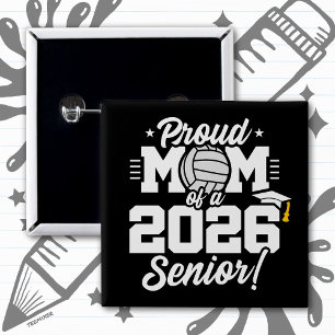 Chapa Cuadrada Orgullosa Mamá de una Graduación de Voleibol de 20