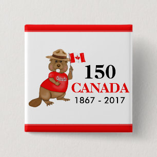 Chapa Cuadrada Orgulloso castor canadiense 150 años