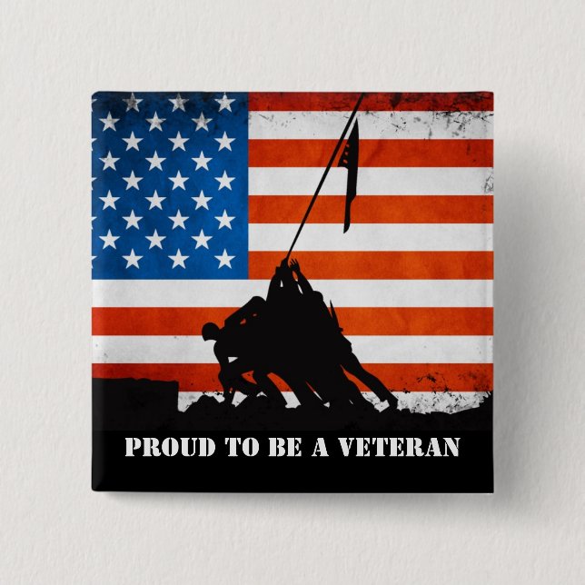 Chapa Cuadrada Orgulloso de ser un veterano (Anverso)