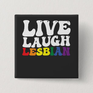 Chapa Cuadrada Orgulloso Vivo Ríe Lesbiana LGBT Orgullo