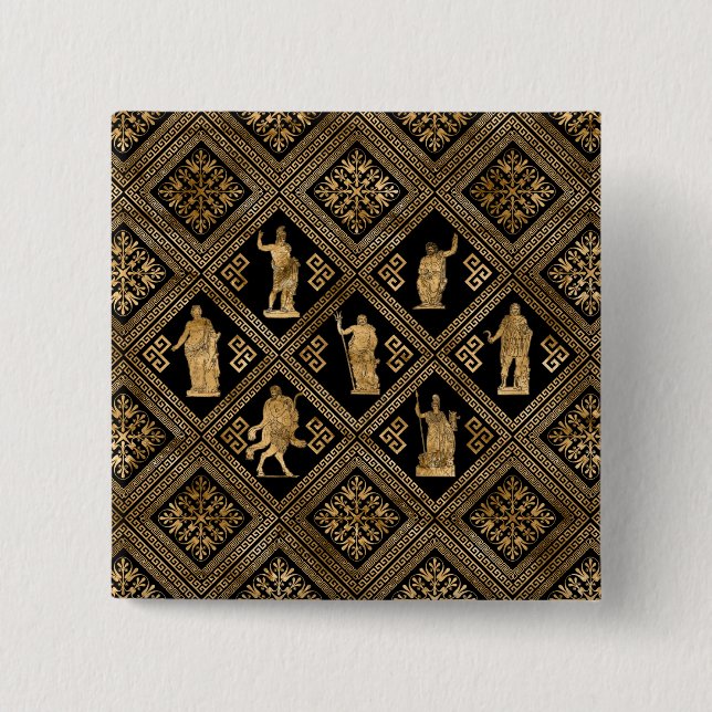 Chapa Cuadrada Ornamento de deidades griegas y clave del meandro (Anverso)