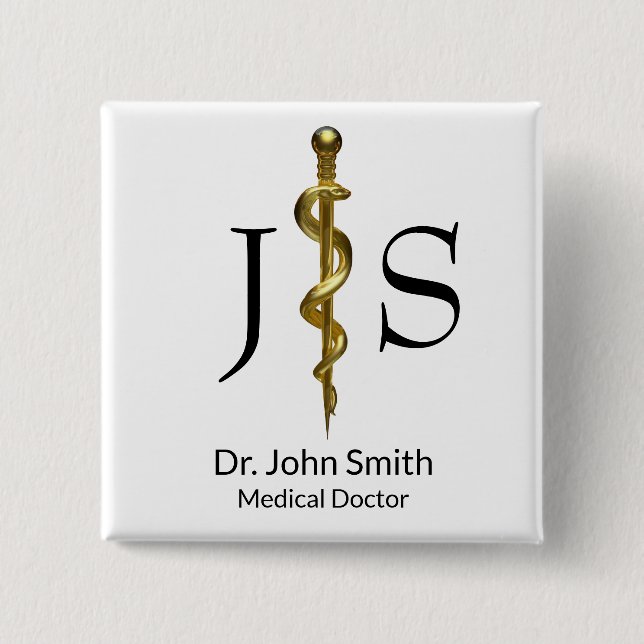 Chapa Cuadrada Oro clásico en la franja blanca de Asclepius Medic (Anverso)