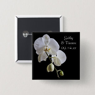 Chapa Cuadrada Orquídea blanca sobre el Boda negro