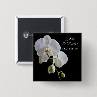 Chapa Cuadrada Orquídea blanca sobre el Boda negro