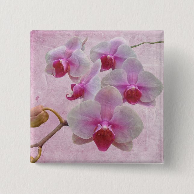 Chapa Cuadrada Orquídeas De Madera Rosa - Falenopsis (Anverso)