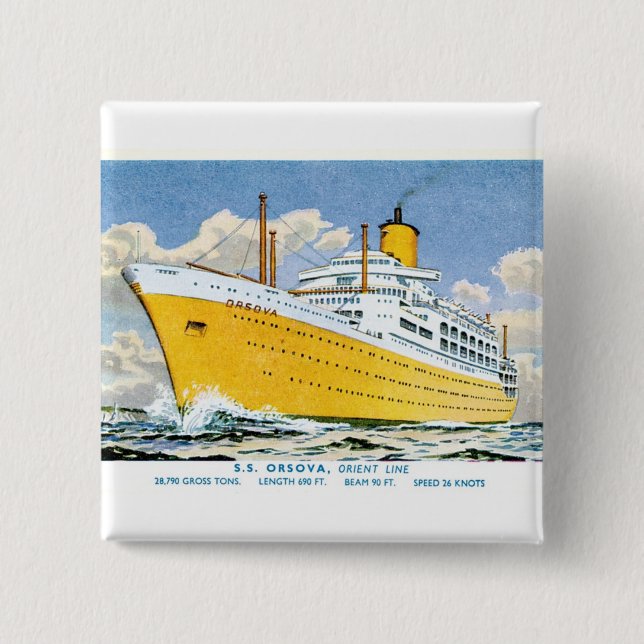 Chapa Cuadrada Orsova de Orient Line (Anverso)