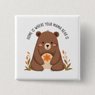 Chapa Cuadrada Oso de mamá dulce con flores
