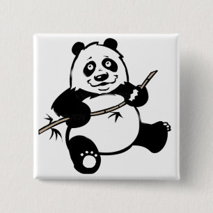 Chapa Cuadrada Oso de panda feliz