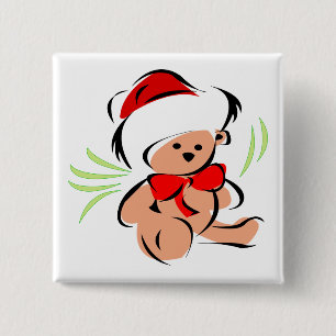 Chapa Cuadrada Oso de peluche lindo del navidad