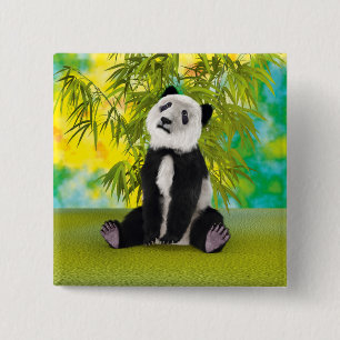 Chapa Cuadrada Oso Panda Lindo Kawaii Regalo Perfecto para Amante
