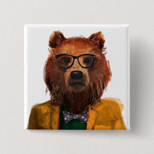 Chapa Cuadrada Oso vestido mejor (Anverso)