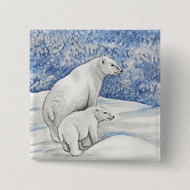 Chapa Cuadrada Osos polares de nieve (Anverso)