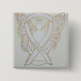 Chapa Cuadrada Osteoporosis Awareness Angel White Ribbon Art Pin