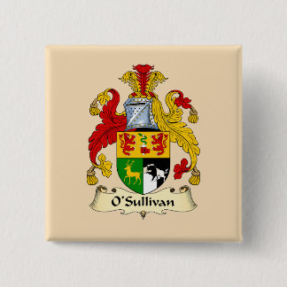 Chapa Cuadrada O'Sullivan Family Coat of Arms Button 