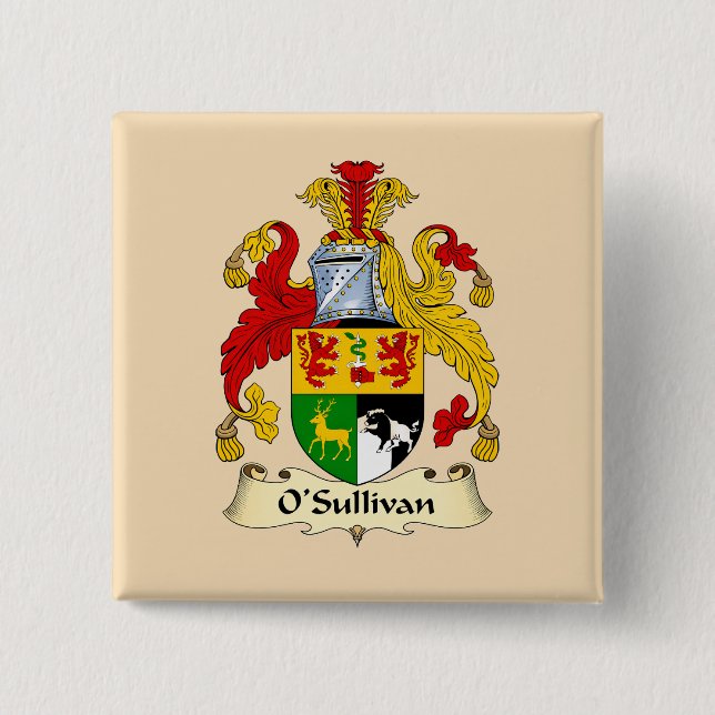 Chapa Cuadrada O'Sullivan Family Coat of Arms Button  (Anverso)