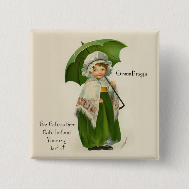 Chapa Cuadrada Ould Ireland Greetings (Anverso)