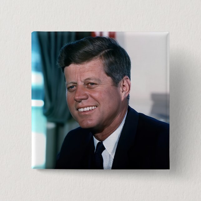 Chapa Cuadrada Oval Office Retrato Presidente John F. Kennedy (Anverso)